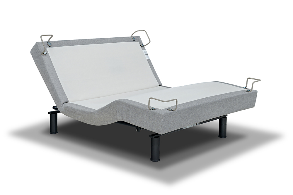 The 5D adjustable mattress foundation is instant comfort at your fingertips. Upholstered in light gray fabric, the 5D includes pre-set & programmable positions, massage & unlimited adjustability.