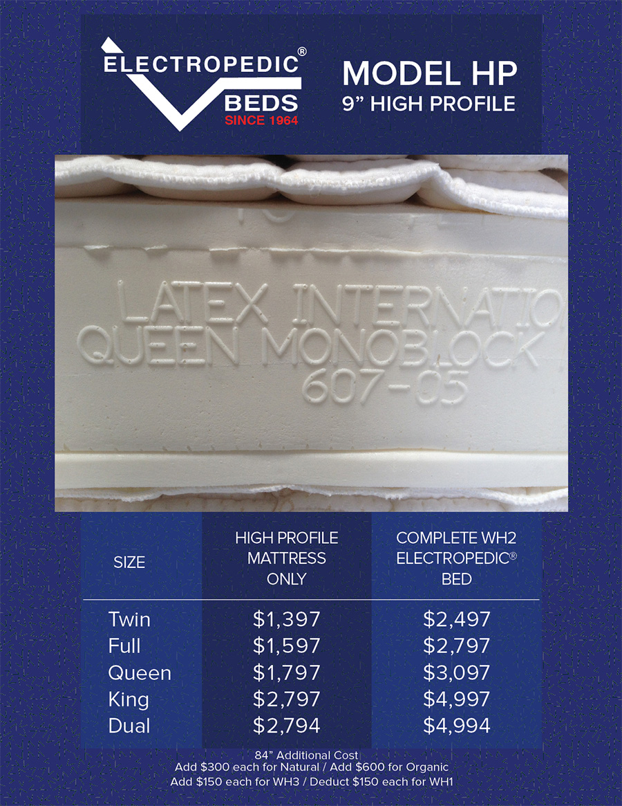 9andquot; High Profile Natural adjustable bed mesa az Organic Latex Foam Mattress