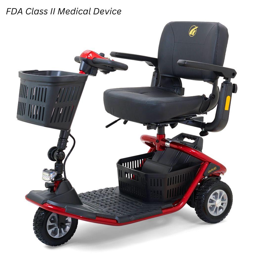 Golden LiteRider 3-Wheel 3-wheel electric mobility scooter, model GL111, travel / portable scooter sold at Electropedic Mobility Scooter Superstore in Burbank CA and Phoenix AZ