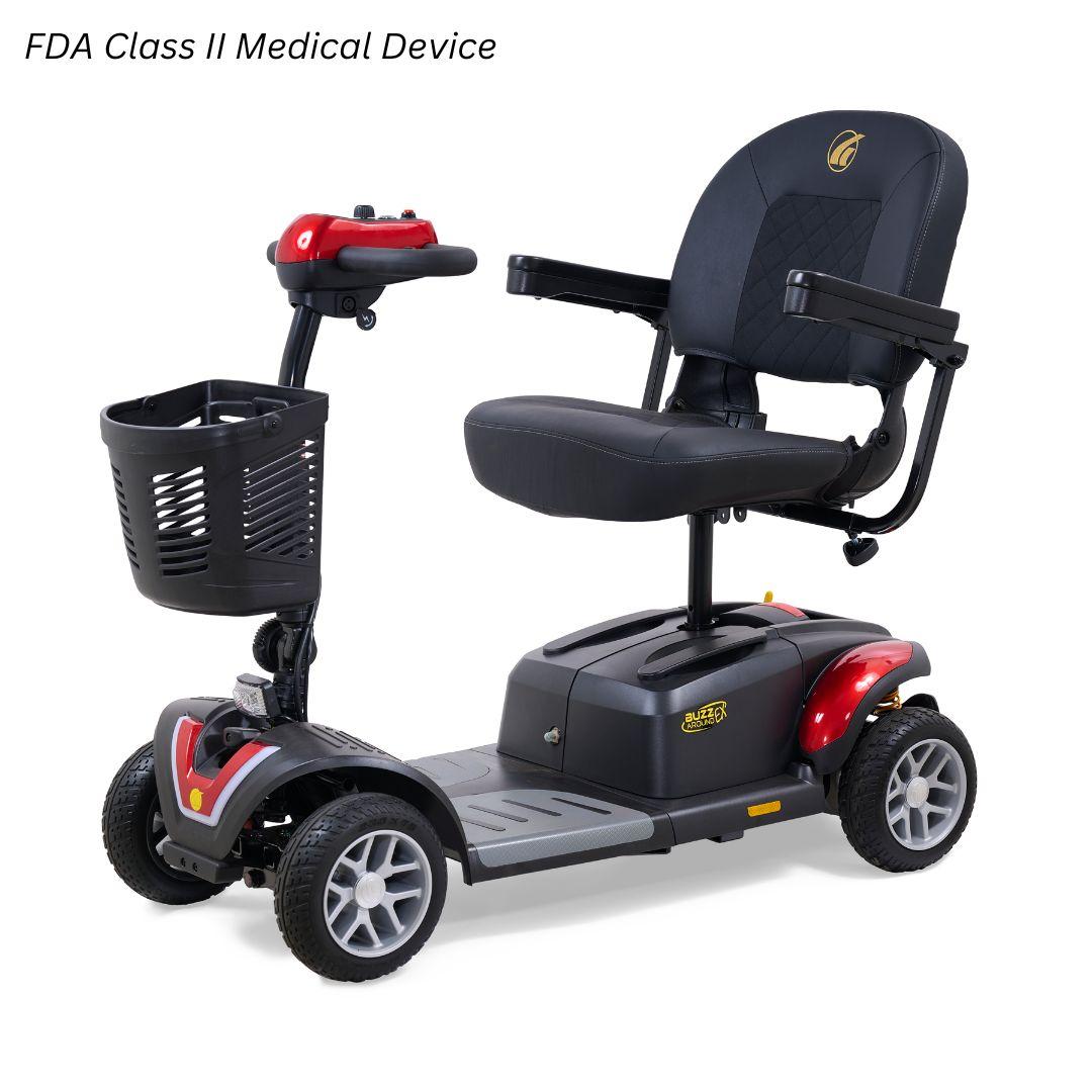 Golden Buzzaround EX 4-Wheel 4-wheel electric mobility scooter, model GB148, travel / portable scooter sold at Electropedic Mobility Scooter Superstore in Burbank CA and Phoenix AZ