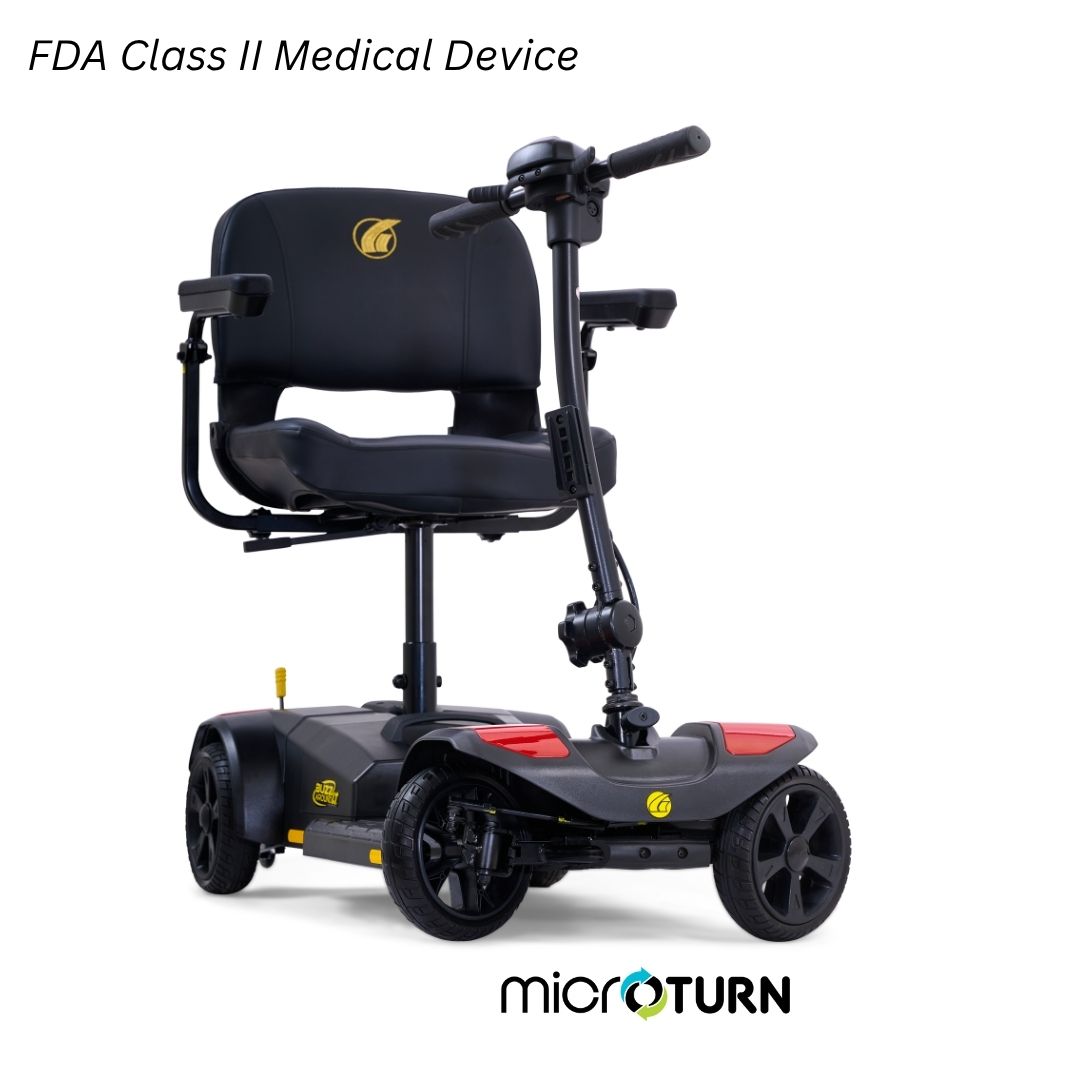 Golden Buzzaround LT 4-Wheel 4-wheel electric mobility scooter, model GB108, travel / portable scooter sold at Electropedic Mobility Scooter Superstore in Burbank CA and Phoenix AZ