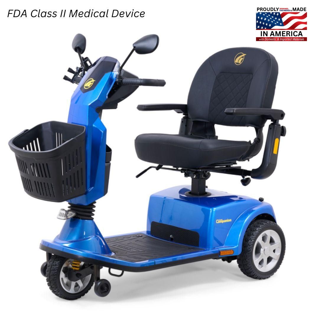 Golden Companion 3-Wheel Full Size 3-wheel electric mobility scooter, model GC340, full-size scooter sold at Electropedic Mobility Scooter Superstore in Burbank CA and Phoenix AZ
