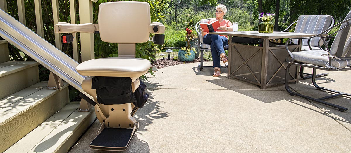 Serving the greater LA Los Angeles area with outdoor straight rail stair chairlifts