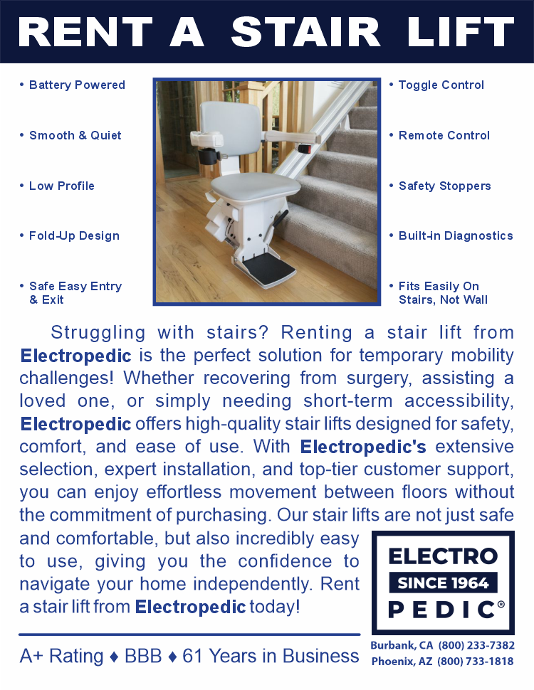 Rent a stair lift from Electropedic!