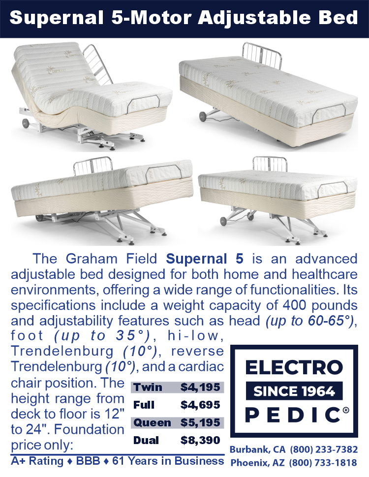 SUPERNAL 3 AND 5 ELECTRIC ADJUSTABLE HOSPITAL BEDS