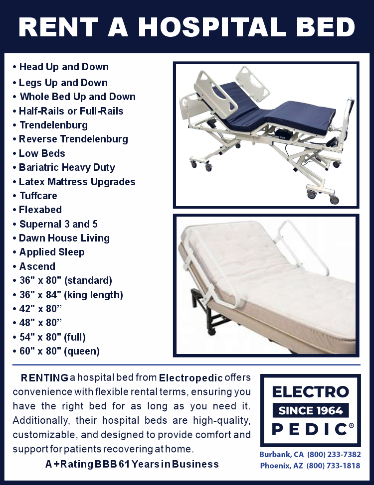 Rent an hospital bed from Electropedic!